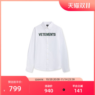 衬衫 休闲宽松长袖 65530002 情侣白色衬衣男女款 VETEMENTS新款