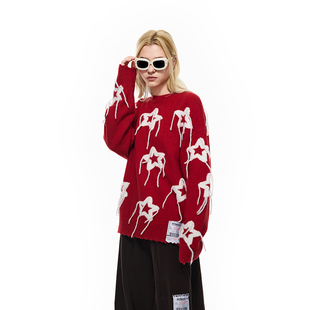 宽松休闲毛衣36170003 主题女士针织衫 VETEMENTS圣诞星冬季 新款