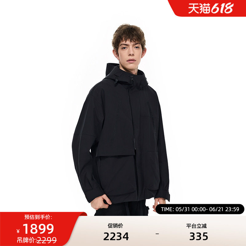 VETEMENTS新款连帽抽绳logo绣花男女同款轻薄夹克外套36115002