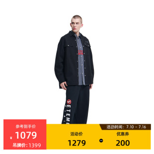 VETEMENTS新款长袖衬衫休闲男女百搭领口刺绣衬衫夹克35530005