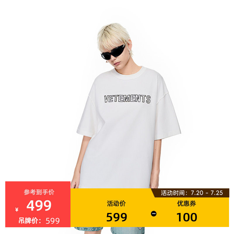 VETEMENTS夏季刺绣短袖T恤男女