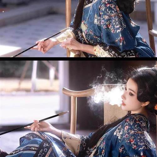 清汉女写真拍照烟斗道具加长烟杆旱烟袋汉服装旅拍照创意摄影簪花