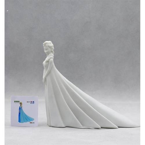 手绘存钱罐儿童涂鸦摔不坏石膏娃娃涂色白胚爱莎公主画画玩具女孩