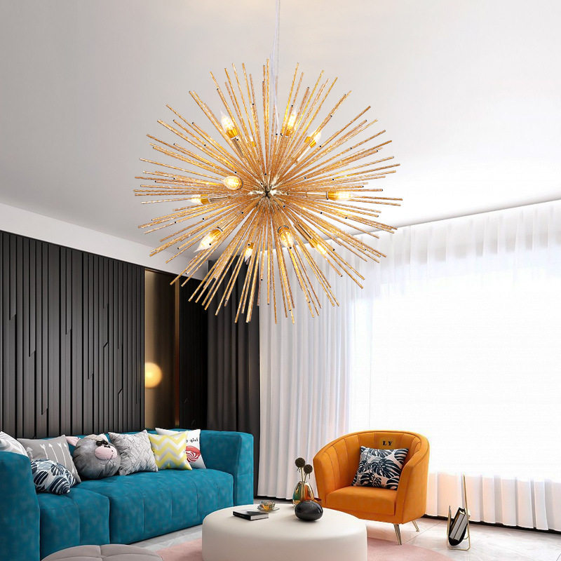 后现代风金色卧室圆球led吊灯