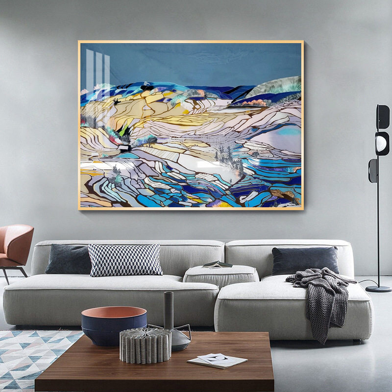 纯手工珐琅彩装饰画床头沙发背景墙轻奢艺术画酒店餐厅抽象挂画