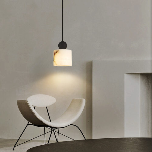 全铜现代简约卧室云石小吊灯小红书北欧风客厅背景灯