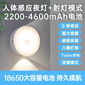 新款 大容量人体感应LED小夜灯猫眼壁灯type_c充电磁吸感应灯起夜