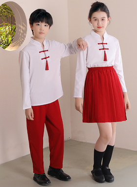 国庆儿童表演装中国风演出服男女合唱团演出元旦朗诵小学集体朗诵