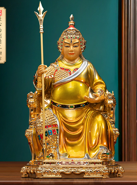 台湾纯铜鎏金华光大帝神像摆件