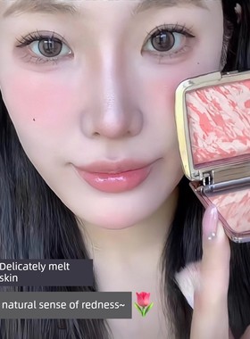 韩国年轻女孩单色五花肉腮红扩大和缩小黄色皮肤美白裸妆亮色胭脂