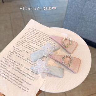 超好看 甜美精致侧边夹 温柔粉色爱心锆石闪钻三角发夹女2026新款