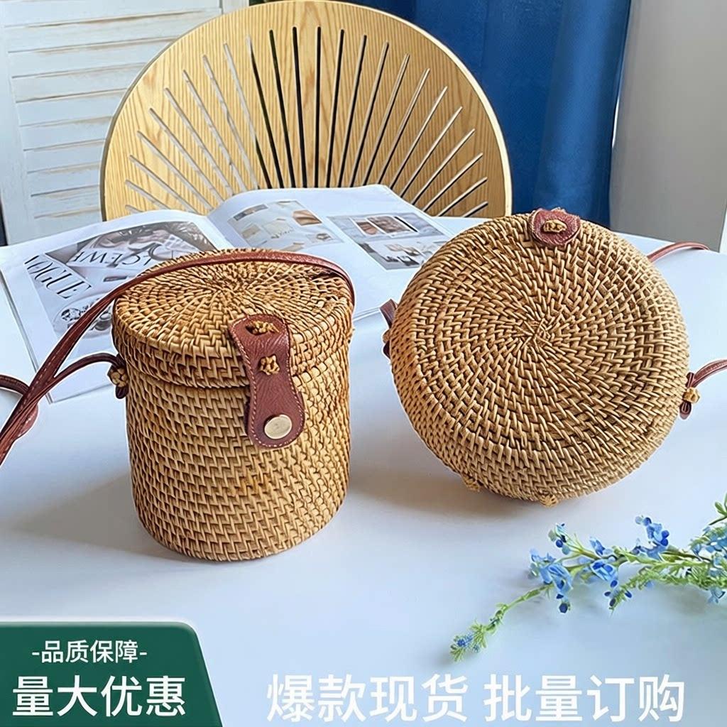藤编包ins女式编织手工包篮子包