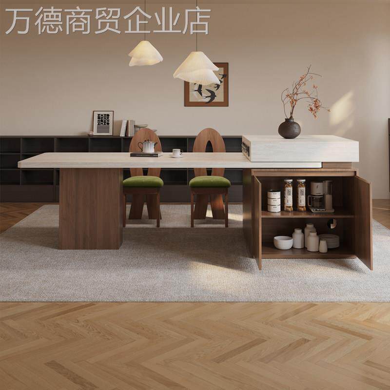 通用型家用古风台餐嵌桌一岩体入式带中蒸岛烤箱家用岛可伸缩餐板