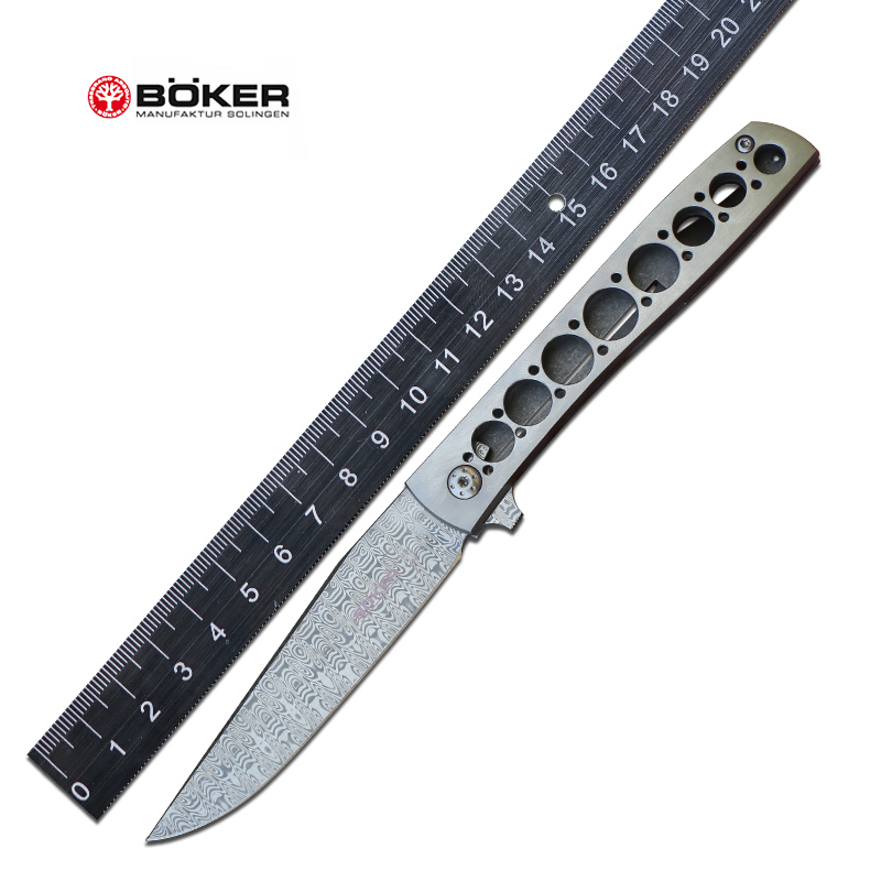 德国boker博克高硬度瑞粉大马士革钢折刀便携户外多功能edc工具刀