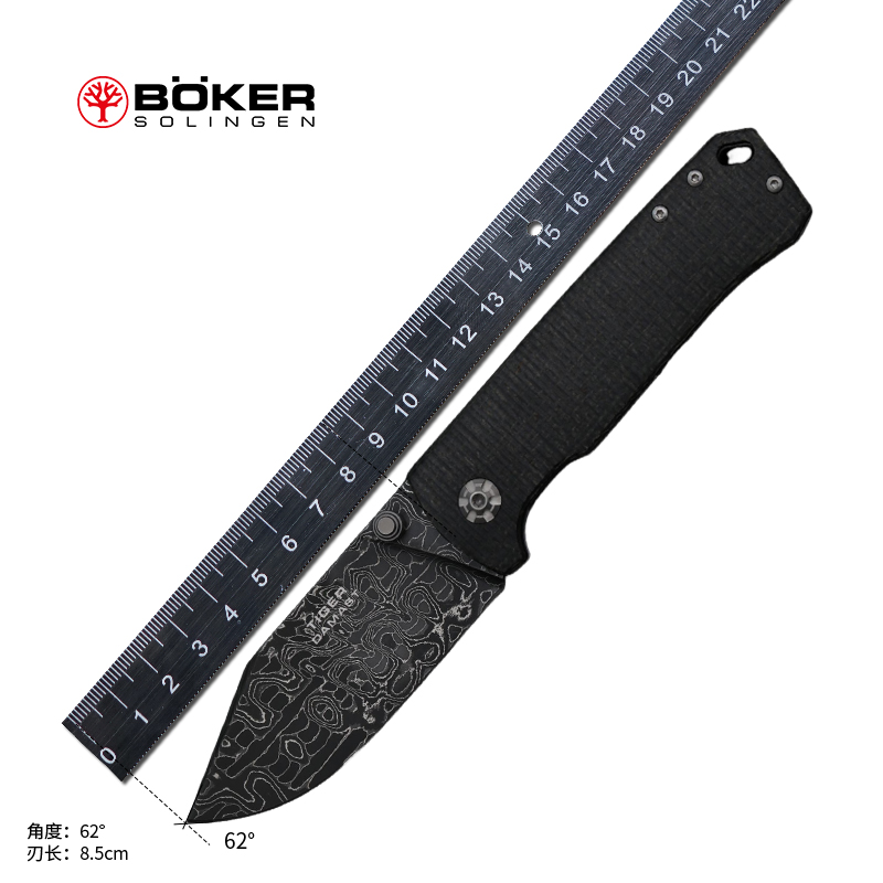 德国博克boker手工大马士革钢折叠刀限量高端收藏户外工具刀虎坦