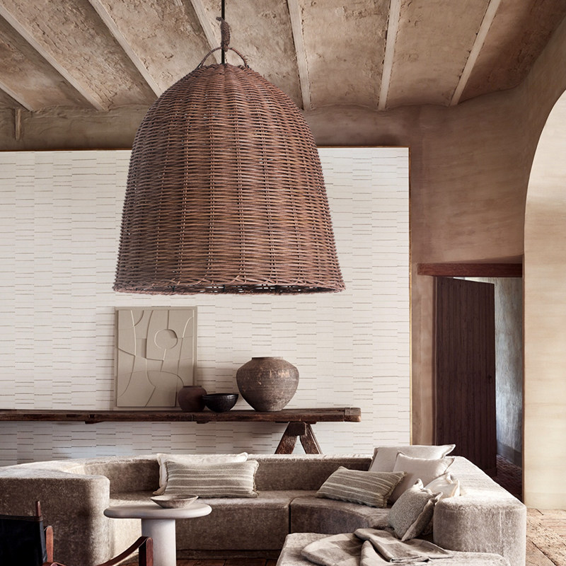 侘寂风藤编餐厅吊灯日式复古民宿卧室客厅灯酒店饭店过道吧台灯具,家装灯饰光源,LOFT/复式住宅/楼梯吊灯,淘宝优惠券,粉丝福利购,淘宝优惠卷
