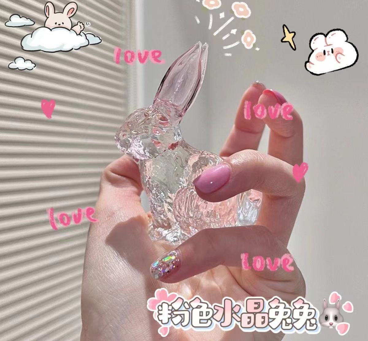 水晶兔可爱小兔子网红摆件家居饰品生日礼物茶宠兔年工艺品
