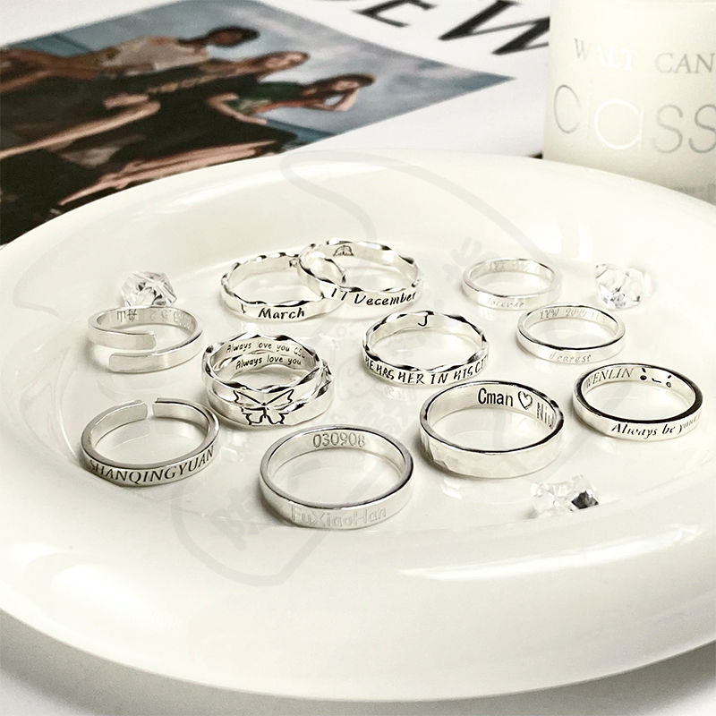 999足银diy定制情侣戒指