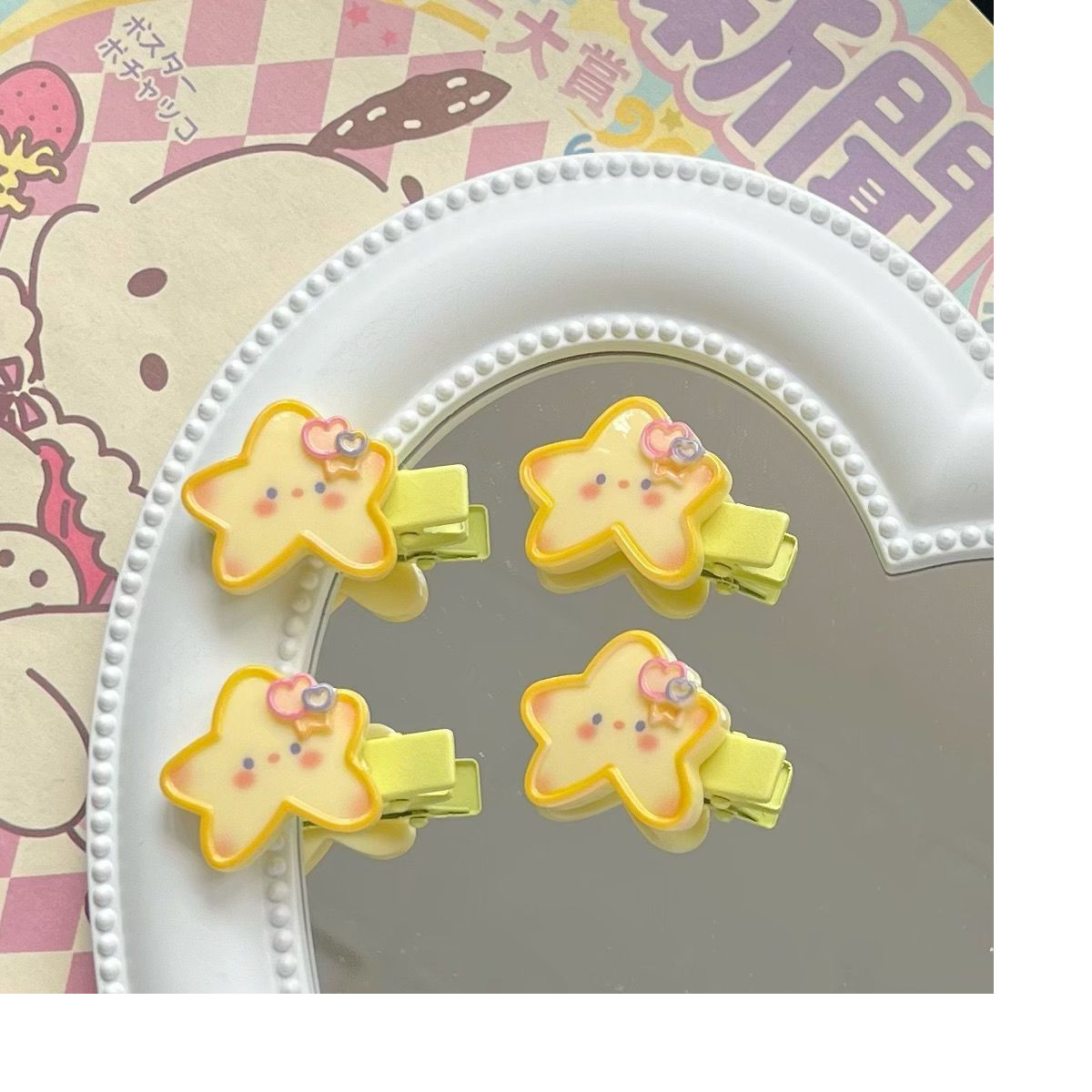 卡通黄色腮红海星发夹