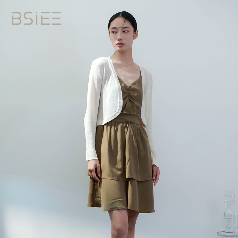 BSIEE本涩针织披肩套装裙夏季热销新品商场同款短款连衣裙外搭