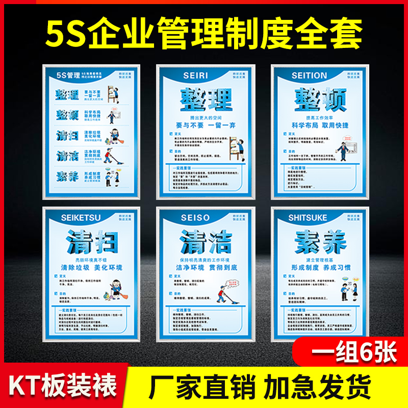 5S管理标语6S 7S 8S 9S 10S 11S 12S 13S企业车间检查巡视标准化标识牌安全生产文化墙贴KT板仓库消防制度牌