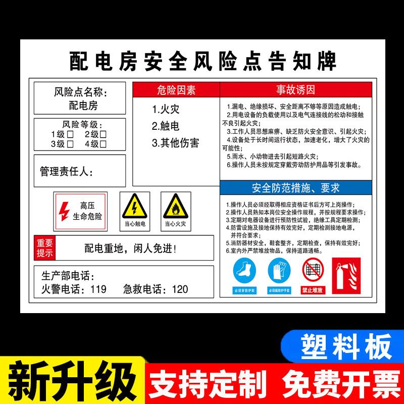 配电房安全风险点告知牌标识牌配电箱配电室安全警示牌岗位风险点告知卡危险源告知牌机械设备安全标志定制