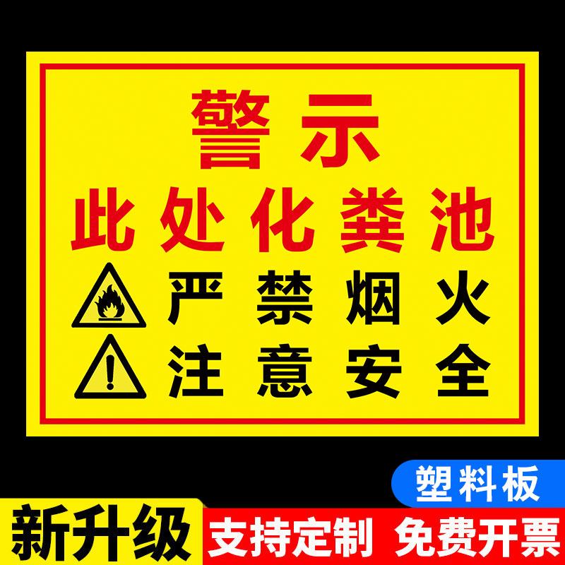 化粪池标识牌严禁烟火注意安全警示牌受限空间作业安全风险告知标志警示牌安全风险点作业警告标示牌定制