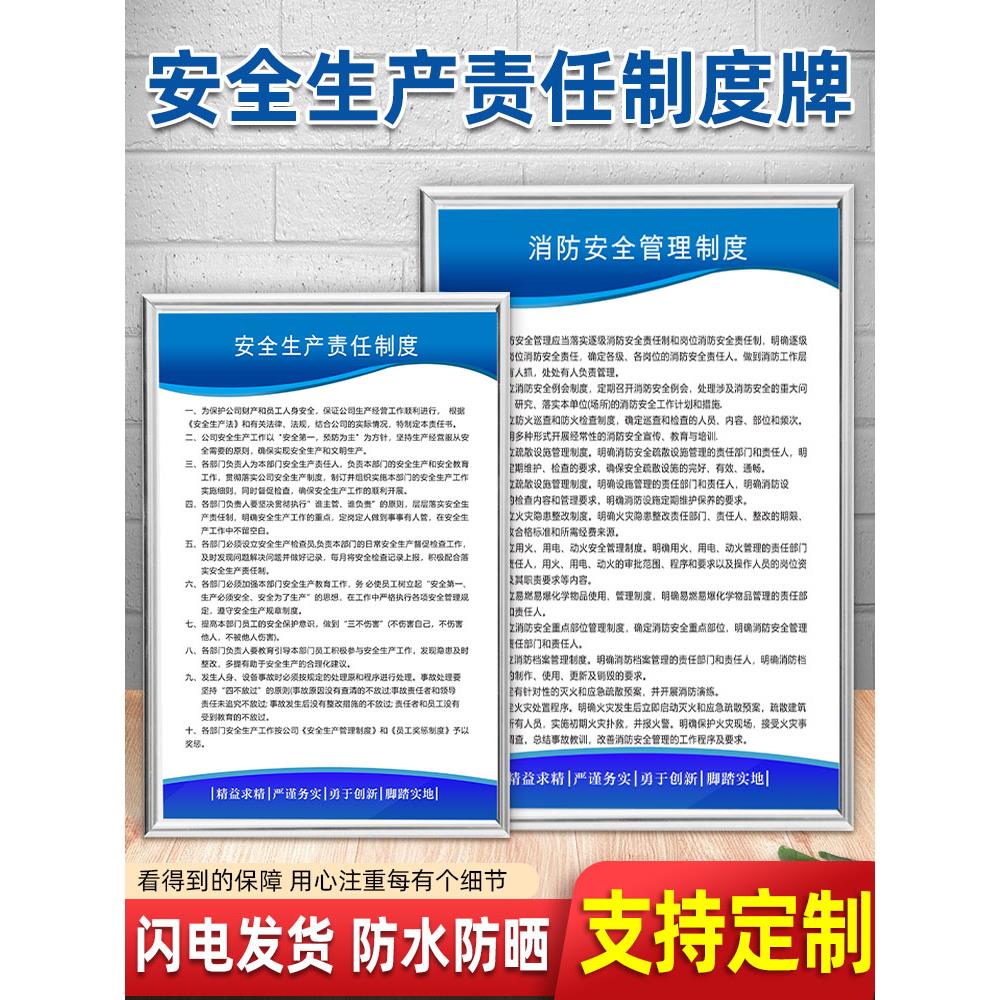 安全生产责任制度规章制度全员安全操作规程公示企业警示标识牌车间工厂文化上墙消防安全管理制度牌全套定制