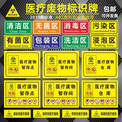 医疗废物标识医院垃圾分类标志危险废物标识贴纸医疗废物暂存处警示标识药物性病理性感染性垃级标签提示定制