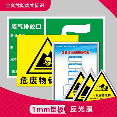废气排放口标识牌污水一般固体废弃物噪声排放源雨水口危险废物警示牌全套警告标志牌铝板反光膜标示牌定制牌