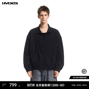 IMXS两穿可拆卸袖 廓形落肩宽松立领夹克 子机能风运动外套梭织薄款