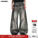明星同款 牛仔裤 IMXS腰带印花美式 松弛感镰刀裤 男女 复古弯刀裤