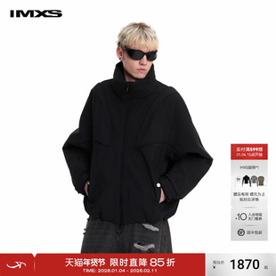 IMXS冬季新款美式短款白鸭绒男士黑色立领夹克羽绒服外套