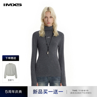 潮流鏤空修身 買1送1 IMXS美式 女25年新款 顯瘦高領(lǐng)外穿打底毛衫