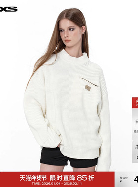 IMXS基础圆领毛衣纯色廓形情侣款宽松舒适休闲外穿打底针织上衣