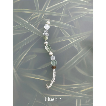 息岸「Hushin线」“绿萤海”天然水晶绿萤石珍珠沉香手串