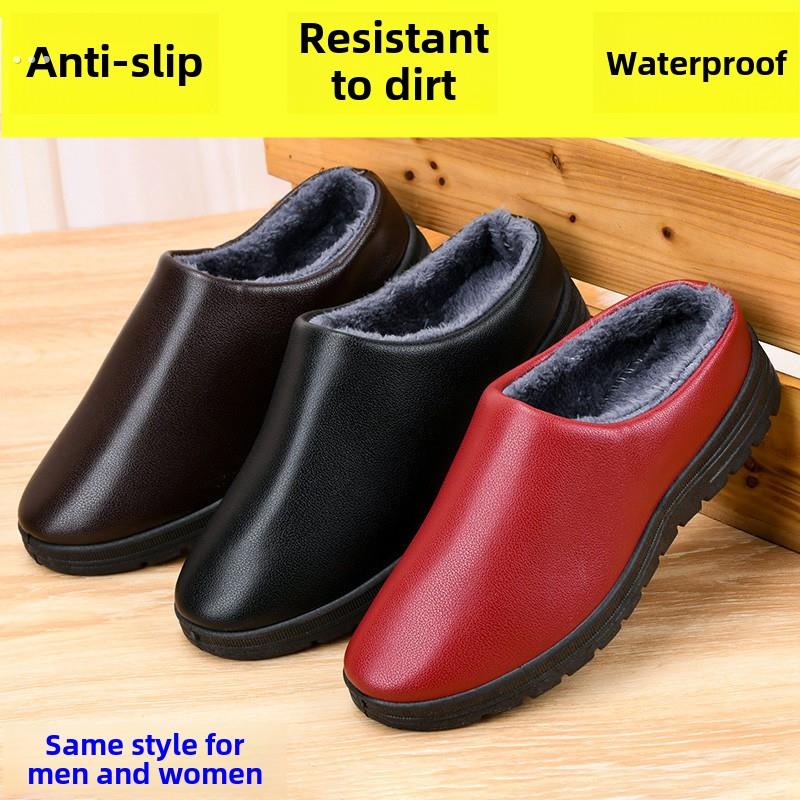 秋冬棉拖鞋袋与男士夫妇室内家温暖家普羊毛拖鞋棉鞋妇女的冬天