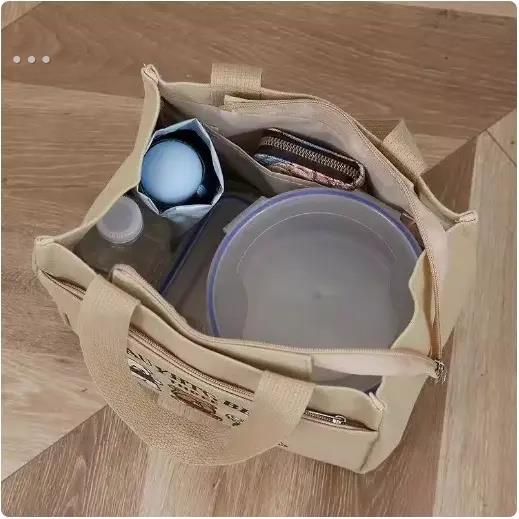 帆布手提袋，小型多功能上班族午餐袋，新生大容量饭盒袋，简易手