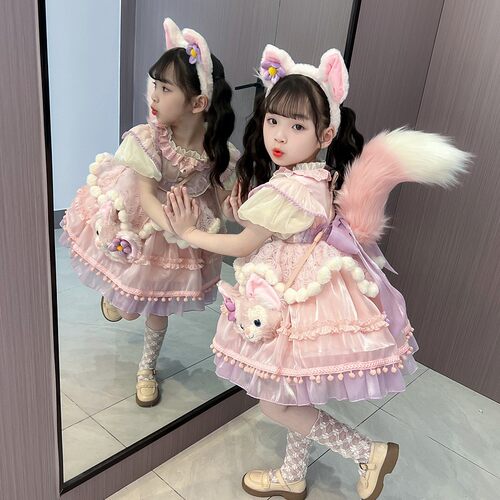玲娜贝儿洛丽塔女童公主裙夏季2025新款洋气儿童短袖女孩生日裙子
