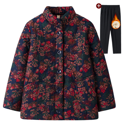 奶奶冬装外套棉衣加绒加厚中老年人女装棉服妈妈棉袄老人保暖衣服