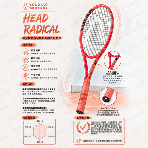 HEAD新款radical球拍赠躺赢套餐