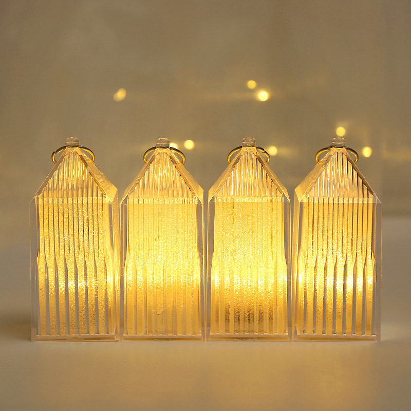 led电子蜡烛灯摆件水晶圣诞节装饰品圣诞树上挂件儿童手提小风灯