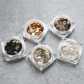 日本品牌LORRIE GEL美甲饰品金属系云母粉片岩石片大理石指甲装 饰