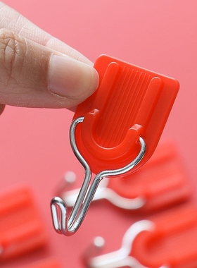 喜庆红色椭圆婚庆挂钩强力粘胶粘钩挂件置物钩墙壁挂钩50个装