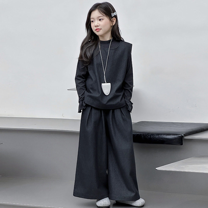 女童春秋韩版马甲三件套