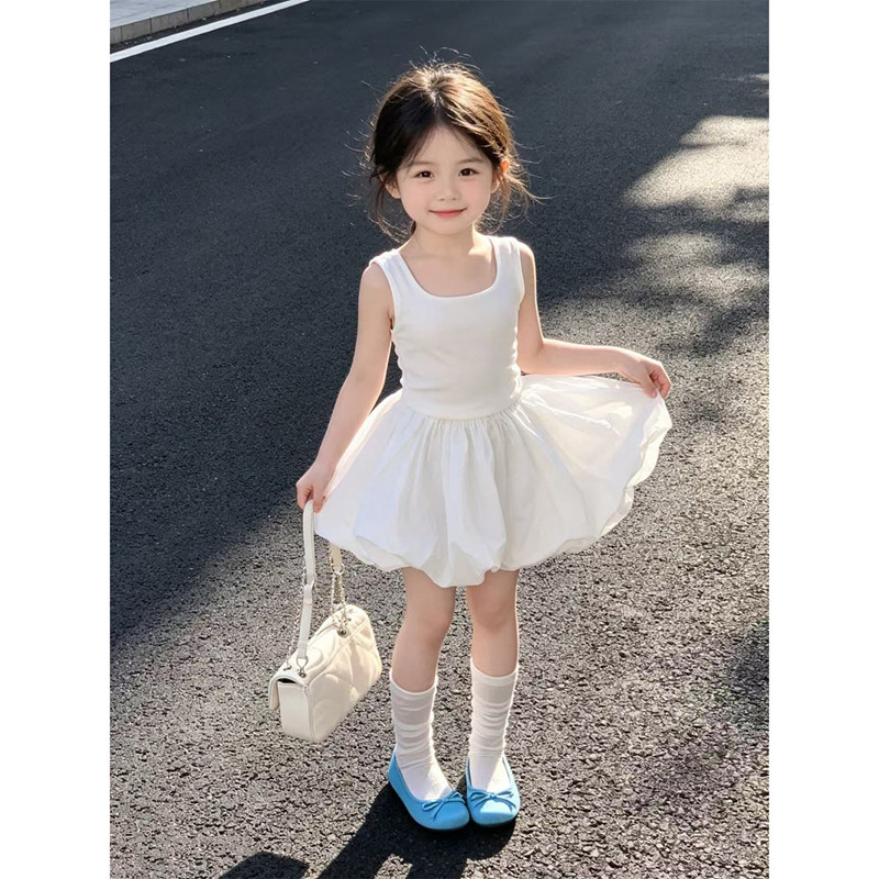 女童夏季森系超仙白色公主连衣裙