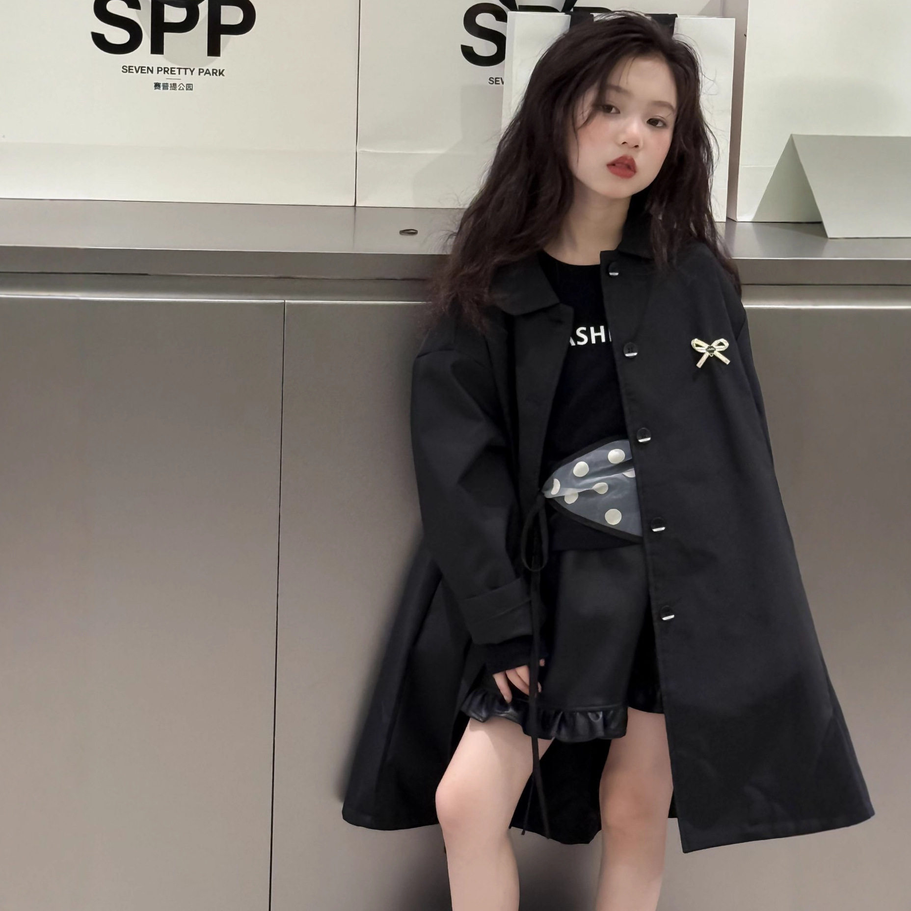 秋季新款女童中长款大衣外套