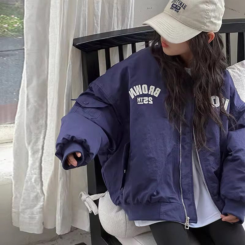 韩国女童棉服儿童洋气加厚棒球服秋冬装外套2025新款大童夹克上衣