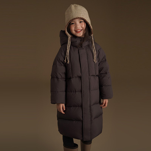 韩国童装儿童中长款羽绒服冬季防寒保暖暗紫色羽绒外套男童女童厚