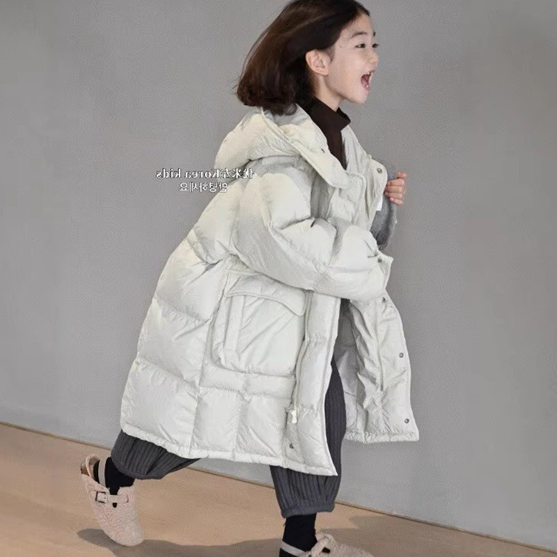 韩国童装儿童羽绒服2025新款女童冬装加厚中长款棉服保暖外套男童